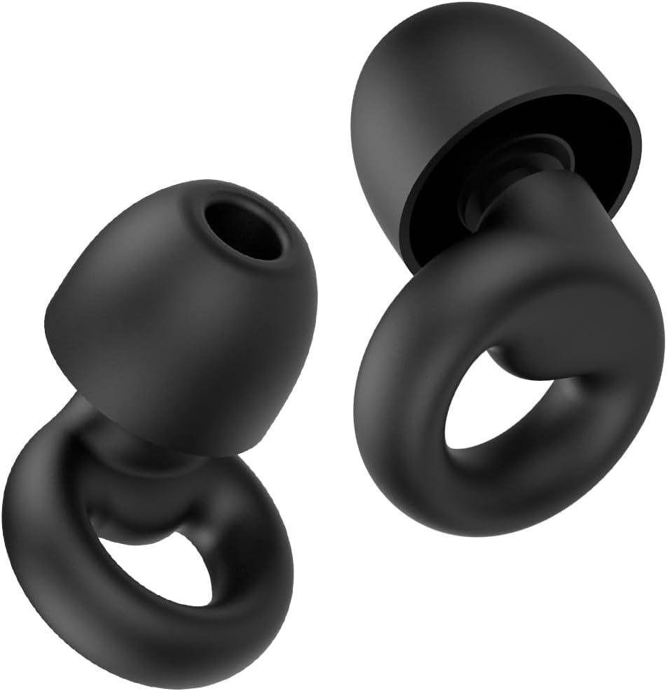 Ear Plugs for Sleeping Noise Cancelling, Reusable 35-46dB Noise Reduction Earplugs with 7 Silicone Ear Tips & Carry Case, Comfortable Hearing Protection for Sleep, Work, Study, Travel & Concerts Black