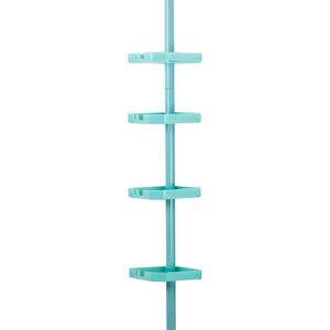 Bath Bliss 4 Tier Tensions Corner Shower Caddy | Shelves | Adjustable 48-101 | Bathroom Organizer | Bathtub and Shower Stall | Holds Large Bottles | Soap | Shampoo | Washcloths | Seaglass