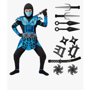 Spooktacular Creations Red Ninja Costume for Boys, Child Red Ninja Costume with Accessories for Kids Halloween Themed Parties, S