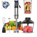 Ganiza Immersion Blender 5 in 1 Hand Blender Max 1000W Heavy Duty Motor, 16 Speed Mode Handheld Blender Stainless Steel Blade With 800ml Mixing Beaker, 600ml Chopper, Whisk and Milk Frother