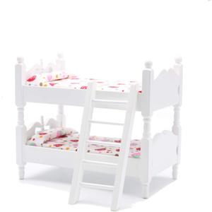 Z MAYABBO Wooden Dollhouse Furniture of Baby bunk Bed with Ladder for Miniature Dollhouse Accessories - 1/12 Scale