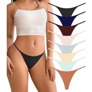 DEANGELMON Seamless G-string Thongs for Women - No Show Thong Underwear Low Rise Stretch Panties Workout Pack (Small)