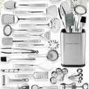 Home Hero 54-Piece Stainless Steel Kitchen Utensils Set - Heat-Resistant Nonstick Silicone & Stainless Steel Cooking Utensils - Complete Tools With Slotted Spoon & Pasta Spoon - Pack Of 54, Silver