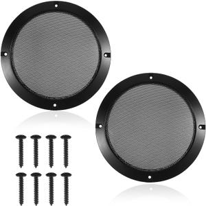 2 Pcs 6.5 Inch Metal Mesh Speaker Grill Covers Speaker Grill ABS Plastic Frame Subwoofer Protective Case with Mounting Screws for Car Home Audio