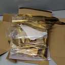 WDF 180 Pieces Disposable Plastic Gold Silverware Cutlery - Disposable Flatware Set 60 Forks, 60 Knives and 60 Spoons - Heavy Duty Gold Plastic Cutlery - Utensils for Wedding, Thanksgiving, Christmas