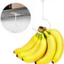 CAPHONT 2 Pack Foldable Metal Banana Hook Under Cabinet - Hanger to Keep Bananas Fresh, Holder for Other Kitchen Items (White)