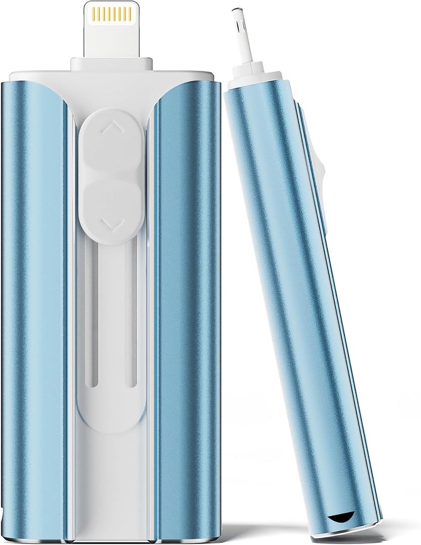 MFi Certified Flash Drive 256GB for iPhone Thumb Drive, USB Memory Stick iPhone Flash Drive Photo Stick for Photos Videos, High Speed External Storage Jump Drive for iPhone/iPad/Android/PC(Light Blue)