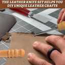 6 Pcs Leather Beveler Tools Set - 4 Size Edge Bevelers, Leather Cutting Knife, Beech Wood Edge Burnisher, Leather Crafting Tools for DIY Craft Work