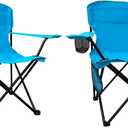 Camping Folding Chair with Cup Holder & Storage Pocket - 5.5lbs Lightweight, 225lb Capacity Portable Camp Chairs for Outdoor, Hiking, Hunting, Sports, 2 Pack, Blue