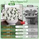 8 Bundles Artificial Flowers for Outdoors, Realistic Geraniums Fake Flowers for Decorations, UV Resistant Silk Faux Flowers Plants for Outside Garden Porch Planter Yard Patio Home Decor(White)