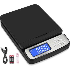 Fuzion Shipping Scale - Digital Postal Scale 88lb x 0.1oz, 5 Units, Hold/Tare/PCS Counting, Easy Calibration, Large LCD, All-in-1 Scale for Packages (More Black)