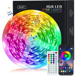 KEELIXIN 65.6ft LED Lights for Bedroom, Music Sync RGB LED Strip Lights with APP & Remote Control, Luces LED para Cuarto, Bluetooth LED Lights for Room, Home Decoration