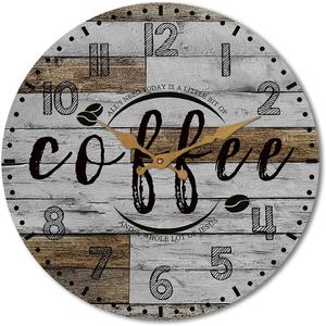 SAC SMARTEN ARTS Rustic Kitchen Wall Clock Wooden Office Coffee Decor Wall Clocks 12 inches Silent Clocks for Kitchen/Office/Bar Decoration