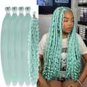 Teal Bohemian Boho Braiding Hair Hypoallergenic Non Toxic Pre Stretched Curly Deep Wave Synthetic Knotless EZ Braid Fulani Braids Green and Purple