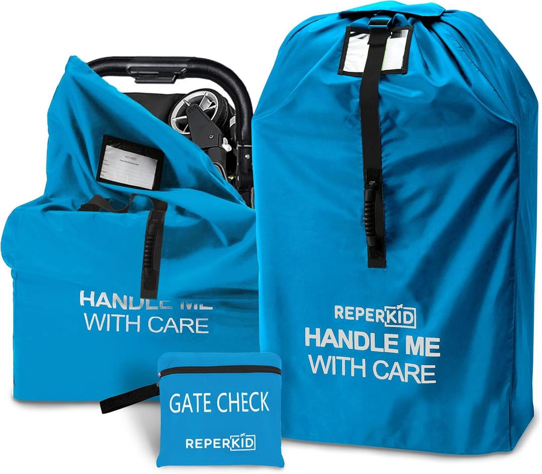 reperkid Heavy-Duty Stroller Travel Bag for Airplane – Enhanced Tear-Resistant, Waterproof Cover for Gate Check – Fits Most Single & Jogging Strollers (42"x26"x13") with Padded Shoulder Straps