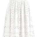 dowerme Women Summer Dresses 2025 Casual Sleeveless Crewneck A-Line Boho Lace Eyelet Cotton Tank Maxi Dress with Pockets (Medium, White)
