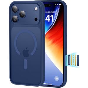 Magnetic Shockproof for iPhone 17 Pro Max Case,[Fit for MagSafe] [Military-Grade Drop Tested] Magnetic Translucent Matte Back Bumper 17 Pro Max Case Anti-Fingerprint Anti-Scratch 6.9", Blue