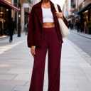 CADMUS Wide Leg Pants for Women Yoga Work Pants with Pockets High Waist Lounge Sweatpants Dress Pants 29",Wine Red,L