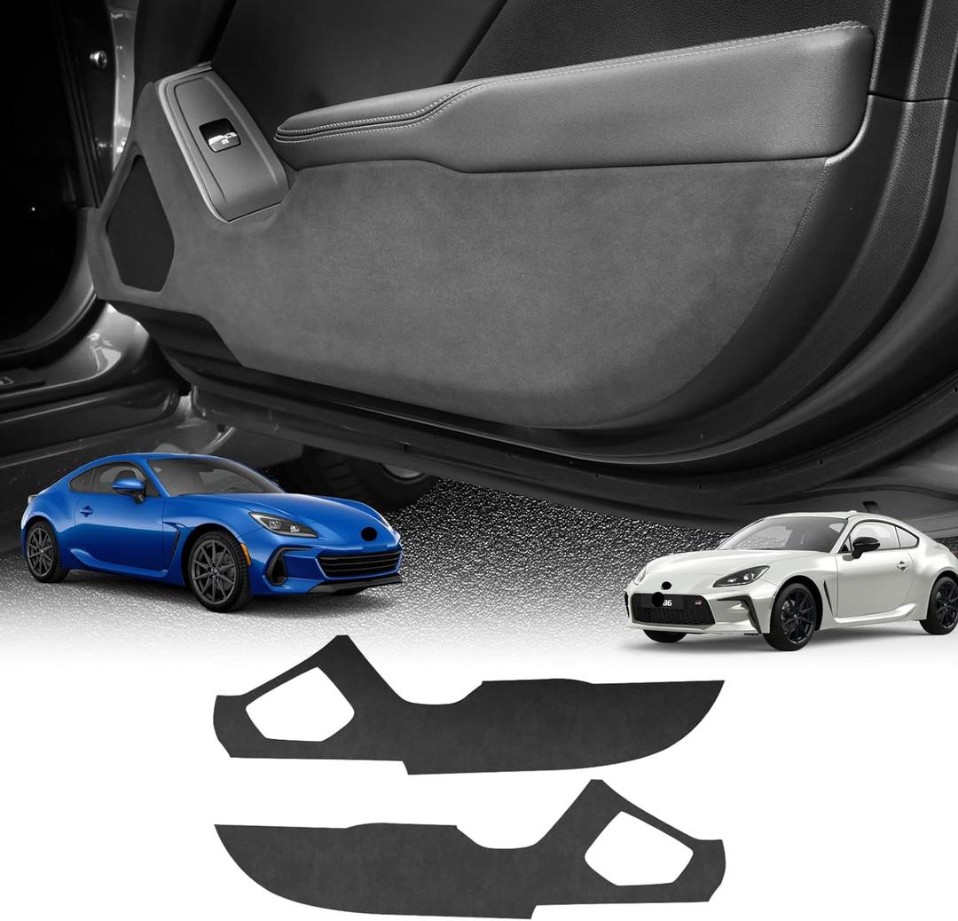 KUNGKIC Car Door Anti Kick Pad for Toyota GR86 Subaru BRZ 2021 2022 2023 2024 2025 Italian Suede Protective Stickers Interior Decals Accessories Self-Adhesive Side Edge Protection Mats Cover