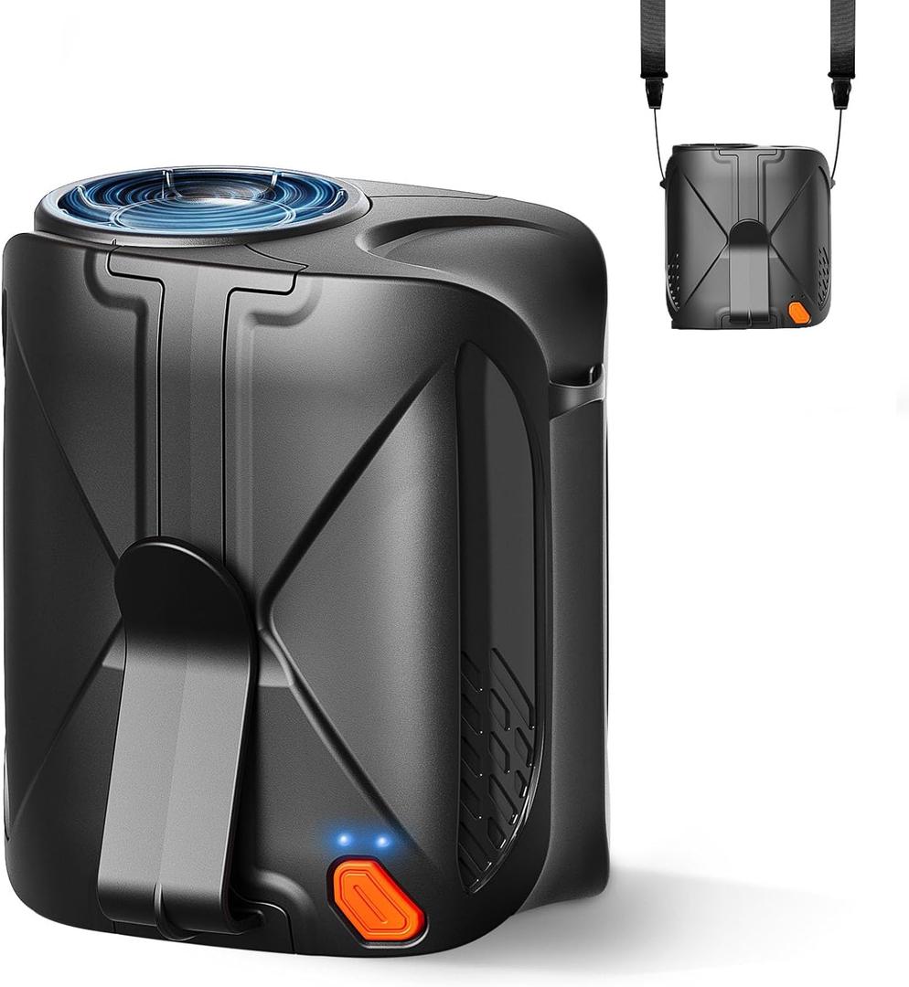 Portable Waist Fan Clip-On Rechargeable: Belt Neck Personal Shirt Fan 6000mAh Battery Operated 6 Speeds & 31H Runtime for Outdoor Camping Travel Workout Jobsite Fishing (Black)