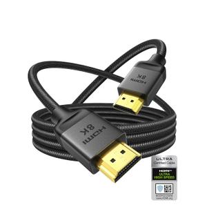 Silkland 10K 8K HDMI 2.1 Cable 10ft, (Upgrade Braided) Certified Ultra High Speed HDMI Cable [8K@60Hz, 4K@240Hz 120Hz] 48Gbps, HDR10, eARC, HDCP 2.2&2.3, Compatible for Soundbar/PS5/Xbox/Roku TV (Grey)