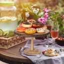Wood Cake Stand- /w Wooden Slice Cake Topper and Cake Cutting Set, 12 Rustic Wedding Cake Stand, Wooden Cake Stand for Wedding Receptions or Any Special Events