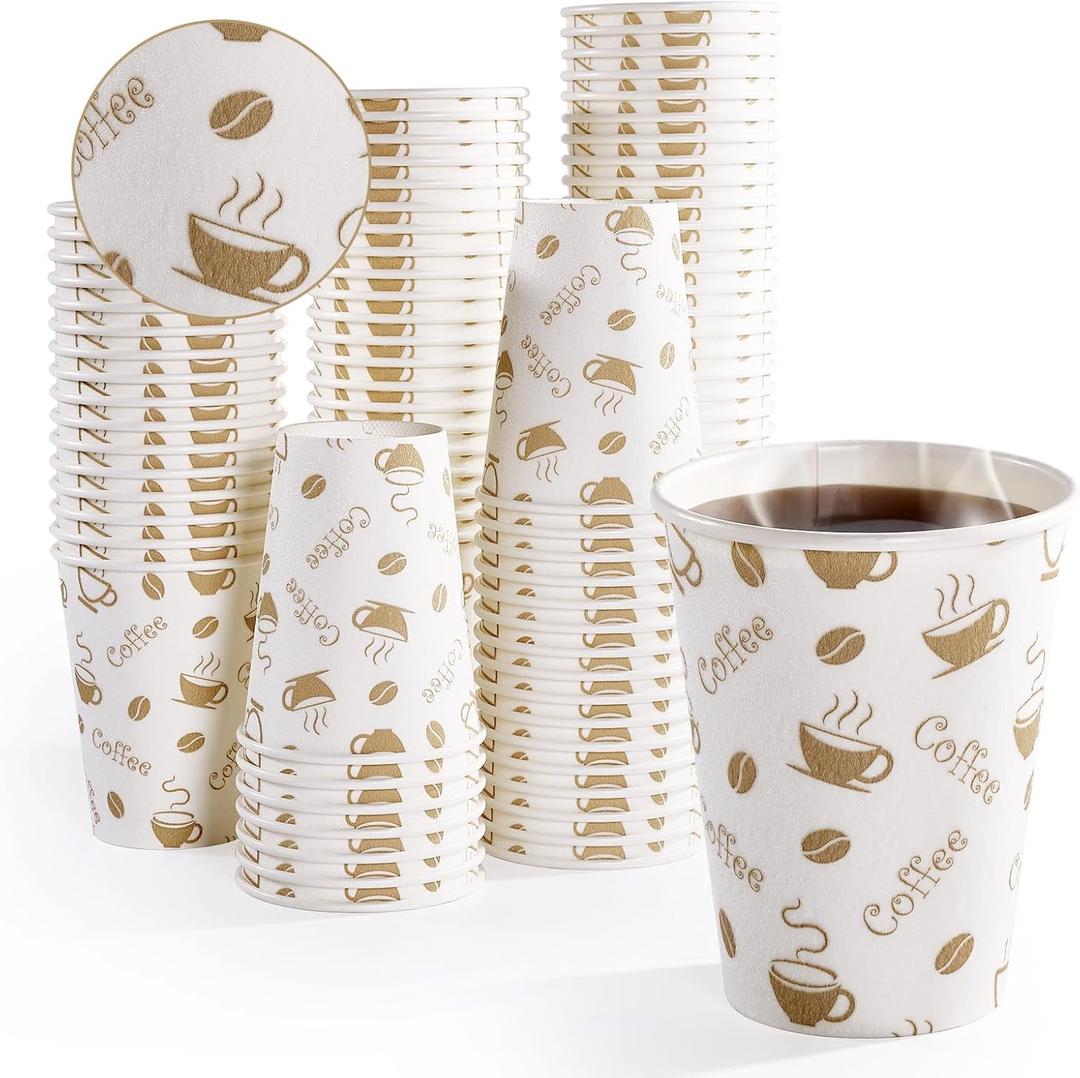 LITOPAK 100 Count 12 oz Coffee Cups, Insulated Paper Coffee Cups for Cafes, Families and Parties