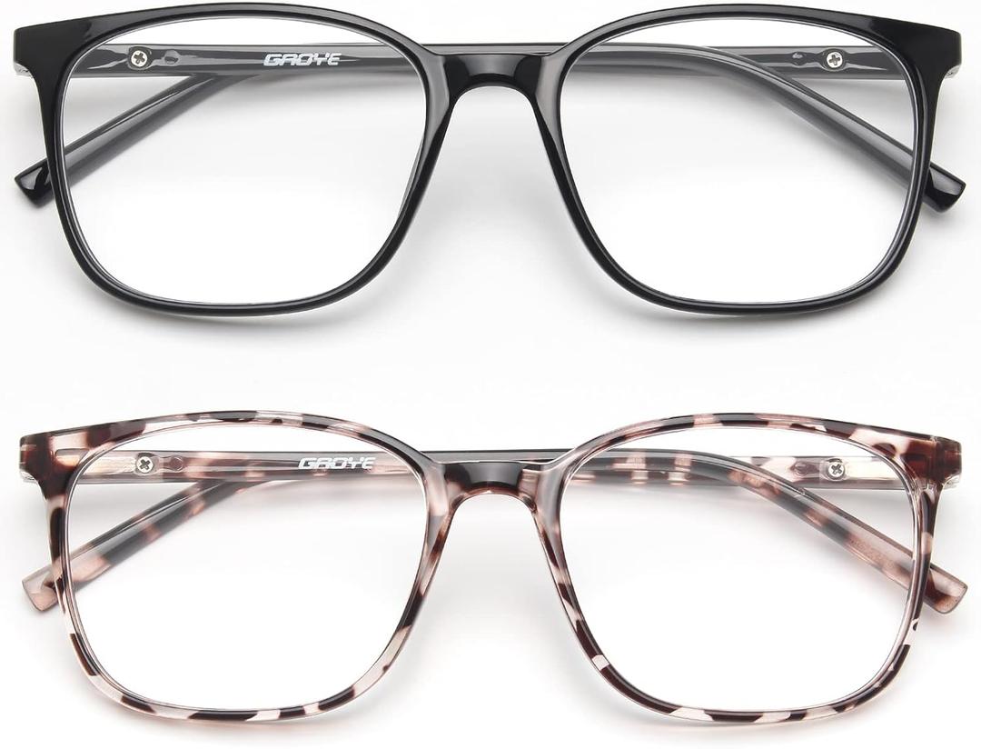 Ultralight Blue Light Glasses for Women - 99% Protection Computer Glasses for All Day Comfort - Anti UV Glare & Eyestrain (Light Black & Leopard)