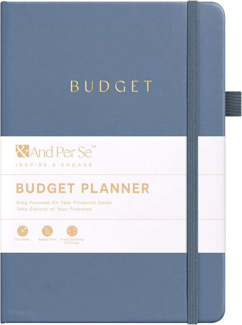 2 x &And Per Se Budget Planner, Monthly Budget Notebook with Expense Tracker, Undated Financial Planner & Bill Organizer Book - A5 Size, Hardcover (Stone Blue)