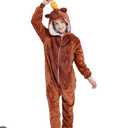 ABENCA Kids Deer Onesie Reindeer Costume Animal Girls Pajamas Christmas Halloween Cosplay Sleepwear, Size 130