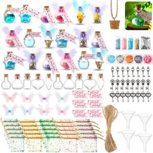 Jinei 174 Pieces Fairy Magic Potions Kit with 24 Magic Witch Potion Bottles Wing DIY Mystery Fairy Potion Making Kit for Halloween Christmas Party Decorations