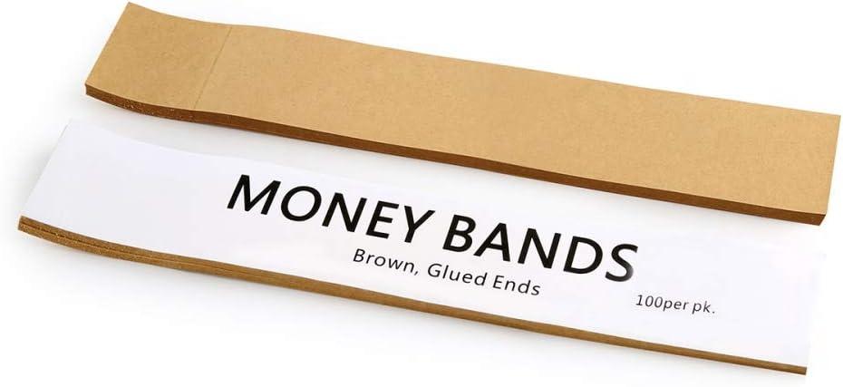 3 x L LIKED 300 PCS Money Bands for Cash, Blank Self Adhesive Currency Straps Bill Wrappers Natural Kraft Brown