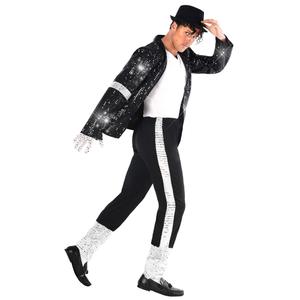 Men`s King of Pop Costume Adult 80s MJ Moonwalking Popstar Black M 