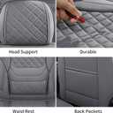 Car Seat Covers Full Set, Grey Leather Seat Covers, Breathable Front and Back Car Seat Protectors, Wear-Resistant Seat Covers Universal Fit for Most Cars SUV Truck (Grey-Diamonds, Full Set)