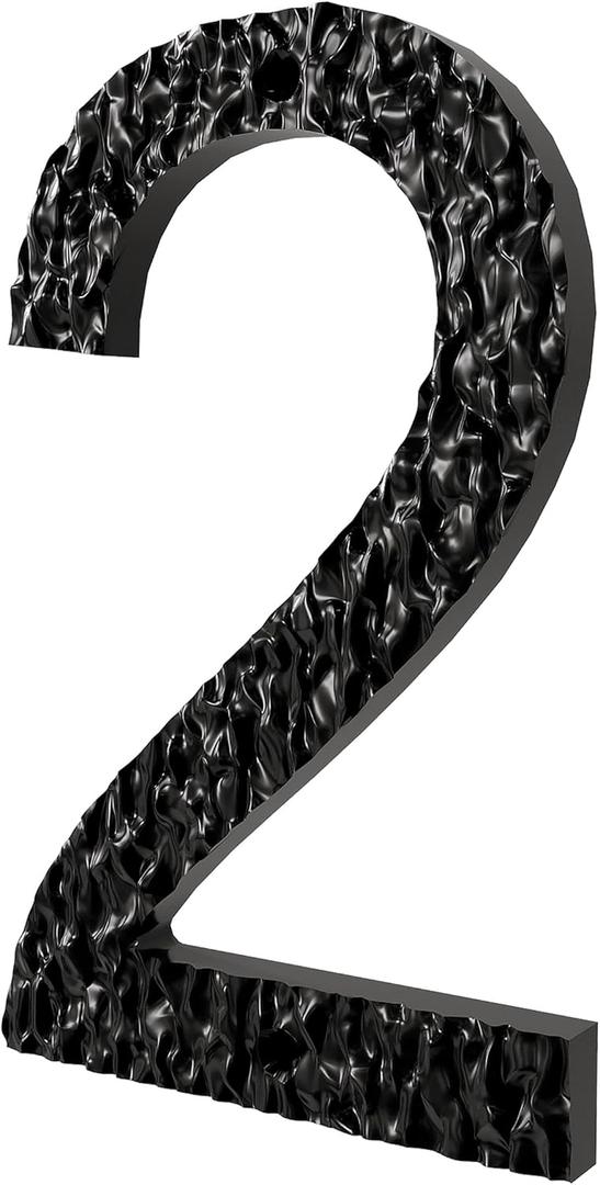 Cobata 12 Inch High House Numbers for Outside/Anti-Fading & Weather Resistant Black Acrylic Building Home Address Numbers/Flush or Floating Mount/Number 2