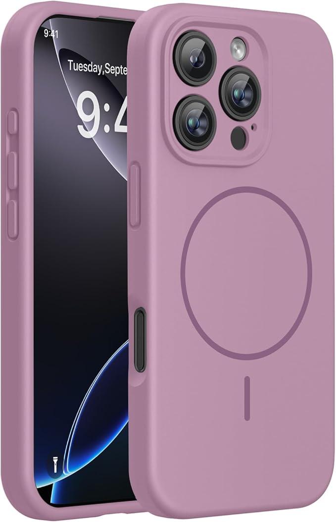 Miracase Magnetic for iPhone 16 Pro Max Case, [Soft Anti-Scratch Microfiber Lining], Compatible with MagSafe, Liquid Silicone Case Shockproof Drop Protection Phone Case for 16 ProMax,  Blackcurrant