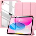 TiMOVO Case for iPad (A16) 11th Generation 11 Inch 2025, iPad 10th Generation Case 10.9 Inch 2022 with Pencil Holder,Slim Protective Cover with Clear Back Shell,Auto Wake/Sleep, Pink