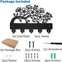 MAYJOYDIY Cherry Blossom Wooden Key Holder Flower Branch Key Hanger for Wall 11.8×7.9 Inch Decorative Wall Mount Coat Rack with 5 Alloy Hooks for Entryway Kitchen Office Bedroom Gift
