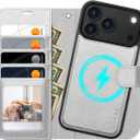 OCASE for iPhone 17 Pro Max Detachable Wallet Case with Card Holder, 2 in 1 PU Leather Flip Folio with RFID Blocking Stand Wrist Strap Shockproof Phone Cover 6.9 Inch 2025, Silvery