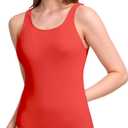 Beautikini Period Swimwear Leakproof Menstrual One Piece Athletic Swimsuit U-Back Bathing Suits for Teen Girls (X-Small, Fresh Red)