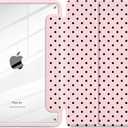 Case for iPad Air 11 Inch M4 M3 M2 2026 2025 2024, iPad Air 5th 4th Generation 10.9 Inch 2022 2020-[Pencil Holder], Shockproof Clear Hard Back, Trifold Stand,Auto Wake/Sleep, Pink Polka dot