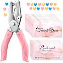 Honoson Punch Card and 100 Pieces Reward Punch Card, Handheld Kit, Single-Hole Paper Metal Piercer with Soft Grip, Home Office Supplies, Clothing Ticket Scrapbook Piercer Tool(Fresh)