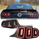 LED Sequential Tail Light Set With Red Lens Fit for 2010 2011 2012 2013 2014 Ford Mustang Tail Light Replacement Assembly,1 Pair