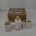 RQYIXI Bathroom Accessories Set 3 Pcs Marble Look Sets Toothbrush Holder Soap Dispenser Counter Top Ceramic Bathroom Decor Set Beige