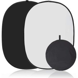 Koopro 5’×7’ Collapsible Twist Background Double-Sided Pop Up Flex Backdrops Chroma Black & White Portrait Screen Professional Video Photography and Television Studio Props with Carrying Case