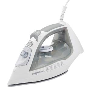 Amazon Basics 1700W 11" Steam Iron, With Non-Stick Ceramic Soleplate, 10 Fl Oz Water Tank (300ML), Auto Shut-Off, Anti-Drip, Anti-Calcification, Thermostat, 6.5Ft Cord, Gray