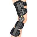 Hinged ROM Knee Brace, Post Op Knee Brace for Recovery Stabilization, ACL, MCL and PCL Injury, Adjustable Medical Orthopedic Support Stabilizer After Surgery, Women and Men,Left and Right Leg (One Size, Black)