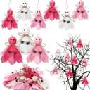 Syhood 12 Pcs Halloween Hanging Ornaments Pink Ghost Ornaments for Halloween Tree Decorations Fabric Pink and White Ghosts Decorations for Christmas Tree Home Mantel Banner Craft Party Supplies