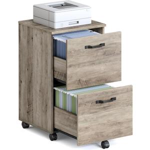 VASAGLE 2-Drawer File Cabinet, Small Rolling Filing Cabinet for Home Office, Printer Stand, for A4, Letter-Size Documents, 15.7 x 16.5 x 27.6 Inches, Heather Greige UOFC040LK02S