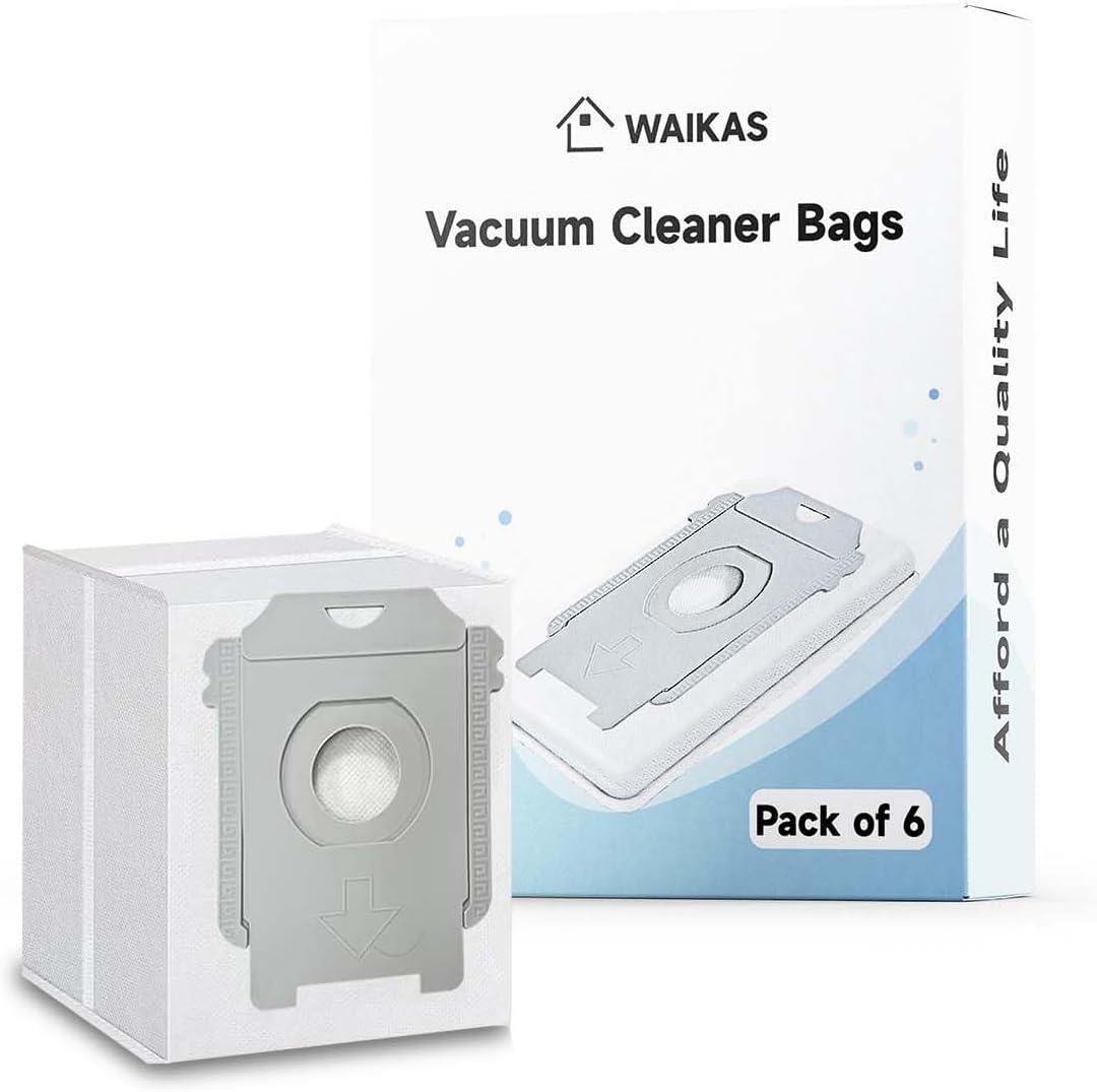 WAIKAS 6 Pack Vacuum Bags for iRobot Roomba j9+, j7+, j5+, i5+, j6+, i3+, i4+, i8+, s9+, and Other i/s/j Series Clean Base Automatic Dirt Disposal Bags Replacement Parts